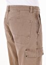 thumb-Afficher les détails de Pantalon Beige Straight Leg Medium Rise En Sergé Comfort Fit Homme