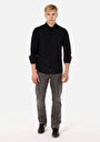 thumb-Afficher les détails de Chemise À Manches Longues Noir Slim Fit Droit Sergé Homme