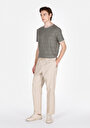 thumb-Afficher les détails de Pantalon Beige Loose Leg Medium Rise En Gabardine Relaxed Fit Homme