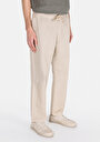 thumb-Afficher les détails de Pantalon Beige Loose Leg Medium Rise En Gabardine Relaxed Fit Homme