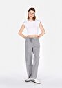 thumb-Afficher les détails de Pantalon Anthracite Wide Leg High Rise En Ratière Straight Fit Femme