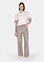 thumb-Afficher les détails de Pantalon Marron Wide Leg High Rise En Ratière Straight Fit Femme