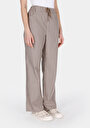 thumb-Afficher les détails de Pantalon Marron Wide Leg High Rise En Ratière Straight Fit Femme