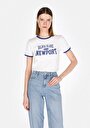 thumb-Afficher les détails de T-shirt À Manches Courtes Blanc Slim Fit Imprimé Femme