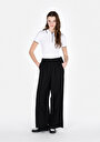thumb-Afficher les détails de Pantalon Noir Wide Leg High Rise En Uni Regular Fit Femme