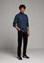 thumb-Afficher les détails de Chemise À Manches Longues Marine Regular Fit Droit Oxford Homme