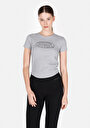 thumb-Afficher les détails de T-shirt À Manches Courtes Gris Slim Fit Imprimé Femme
