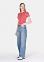 thumb-Afficher les détails de T-shirt À Manches Courtes Rouge Slim Fit Rayé Femme