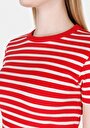 thumb-Afficher les détails de T-shirt À Manches Courtes Rouge Slim Fit Rayé Femme