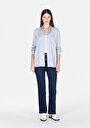 thumb-Afficher les détails de Chemise À Manches Longues Bleu Regular Fit Droit Sergé Femme