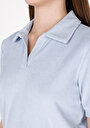 thumb-Afficher les détails de Chemise Polo À Manches Courtes Bleu Droit Slim Fit Femme