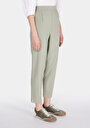 thumb-Afficher les détails de Pantalon Vert Straight Leg High Rise En Sergé Regular Fit Femme