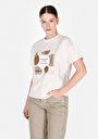 thumb-Afficher les détails de T-shirt À Manches Courtes Ecru Regular Fit Imprimé Femme