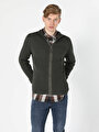 thumb-Afficher les détails de Cardigan Tricot Kaki Slim Fit Homme