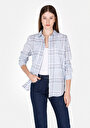 thumb-Afficher les détails de Chemise À Manches Longues Bleu Regular Fit Plaid Popeline Femme