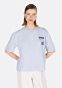 thumb-Afficher les détails de T-shirt À Manches Courtes Bleu Regular Fit Imprimé Femme