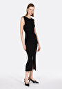 thumb-Afficher les détails de Robe Noir Slim Fit Sans Manches Maxi Côtelé Femme