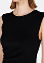 thumb-Afficher les détails de Robe Noir Slim Fit Sans Manches Maxi Côtelé Femme