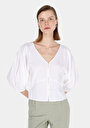 thumb-Afficher les détails de Chemisier À Manches Longues Blanc Slim Fit Femme