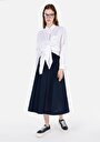 thumb-Afficher les détails de Jupe Marine Midi Skirt Droit Uni Mdi Femme