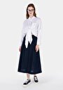 thumb-Afficher les détails de Jupe Marine Midi Skirt Droit Uni Mdi Femme