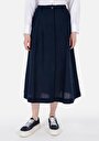 thumb-Afficher les détails de Jupe Marine Midi Skirt Droit Uni Mdi Femme