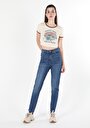thumb-Afficher les détails de 896  Maria Pantalon Bleu Tapered Leg  En  Mom Fit Femme