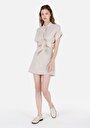 thumb-Afficher les détails de Jupe Beige Mini Skirt Droit Uni Mini Femme