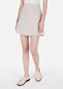 thumb-Afficher les détails de Jupe Beige Mini Skirt Droit Uni Mini Femme