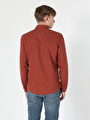 thumb-Afficher les détails de Chemise À Manches Longues Marron Slim Fit   Homme