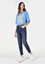 thumb-Afficher les détails de 896  Maria Pantalon Bleu Tapered Leg  En  Mom Fit Femme