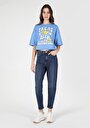thumb-Afficher les détails de 896  Maria Pantalon Bleu Tapered Leg  En  Mom Fit Femme
