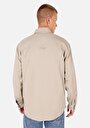 thumb-Afficher les détails de Chemise À Manches Longues Beige Comfort Fit Droit Sergé Homme