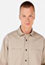 thumb-Afficher les détails de Chemise À Manches Longues Beige Comfort Fit Droit Sergé Homme