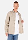 thumb-Afficher les détails de Chemise À Manches Longues Beige Comfort Fit Droit Sergé Homme