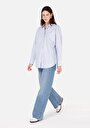 thumb-Afficher les détails de Chemise À Manches Longues Bleu Relaxed Fit Droit Sergé Femme