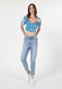 thumb-Afficher les détails de 896  Maria Pantalon Bleu Clair Tapered Leg  En  Mom Fit Femme