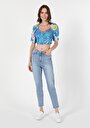 thumb-Afficher les détails de 896  Maria Pantalon Bleu Clair Tapered Leg  En  Mom Fit Femme