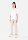 thumb-Afficher les détails de Pantalon Ecru Wide Leg High Rise En Velours Regular Fit Femme