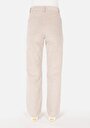 thumb-Afficher les détails de Pantalon Ecru Wide Leg High Rise En Velours Regular Fit Femme