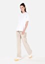 thumb-Afficher les détails de Pantalon Ecru Wide Leg High Rise En Velours Regular Fit Femme