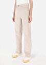 thumb-Afficher les détails de Pantalon Ecru Wide Leg High Rise En Velours Regular Fit Femme