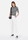 thumb-Afficher les détails de Pantalon Blanc Wide Leg High Rise En Uni Regular Fit Femme
