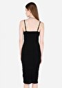 thumb-Afficher les détails de Robe Noir Slim Fit Manches Courtes Mdi Jacquard Femme