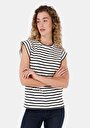 thumb-Afficher les détails de T-shirt À Manches Courtes Noir Regular Fit Rayé Femme