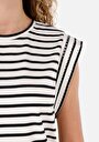 thumb-Afficher les détails de T-shirt À Manches Courtes Noir Regular Fit Rayé Femme