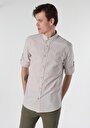 thumb-Afficher les détails de Chemise À Manches Longues Beige Regular Fit Droit Popeline Homme