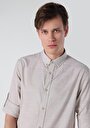 thumb-Afficher les détails de Chemise À Manches Longues Beige Regular Fit Droit Popeline Homme