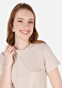 thumb-Afficher les détails de T-shirt À Manches Courtes Beige Regular Fit Droit Femme