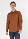 thumb-Afficher les détails de Chemise À Manches Longues Marron Slim Fit   Homme